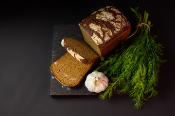 Bread on a dark background