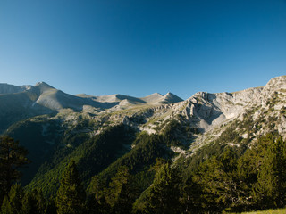 View on mountains in the morning, Olympus National Park, Greece