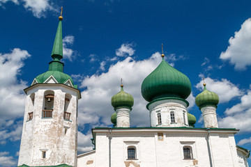 Old traditional Russian church in Staraya Ladoga town, Russia