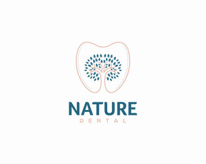 Nature Dental logo design concept, Dental Care logo, Clinic logo design template