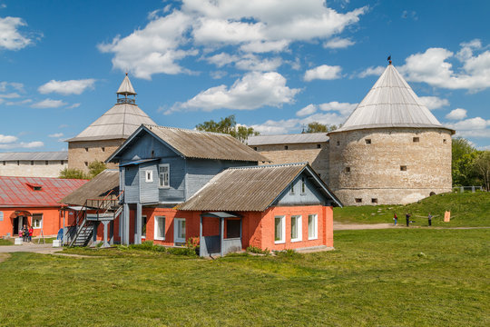 STARAYA LADOGA / RUSSIA - MAY 2015: Ruins of the medieval fortress in Staraya Ladoga town, Russia
