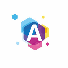 Colorful of Letter A Logo design concept, Modern Initial logo template