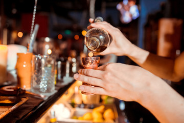 process of preparing a cocktail bartender
