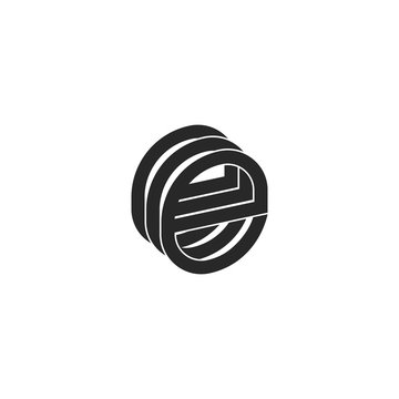 Letter e logo monogram isometric form three letters eee initials lowercase, black and white lines design element for technological emblem.
