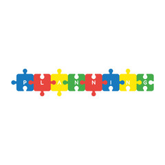 Obraz premium Vector icon concept of eight pieces planning jigsaw puzzle pieces connected
