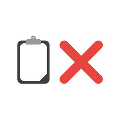 Vector icon concept of clipboard with blank paper and x mark