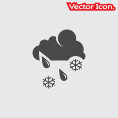 Cloud, rain, snow icon isolated sign symbol and flat style for app, web and digital design. Vector illustration.