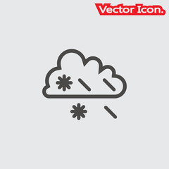 Cloud, rain, snow icon isolated sign symbol and flat style for app, web and digital design. Vector illustration.