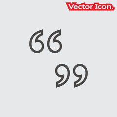 Double quotes icon isolated sign symbol and flat style for app, web and digital design. Vector illustration.