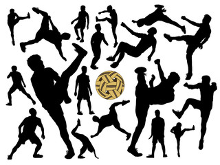 vector silhouette set of male Sepak Takraw player