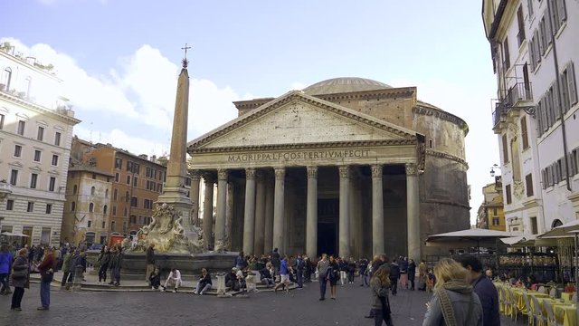 Rome, Italy,November 2018, Pantheon plaza people walking