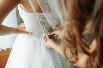 Obraz na płótnie Canvas wedding dress close up