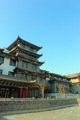 antique buildings and river channel in a ancient city