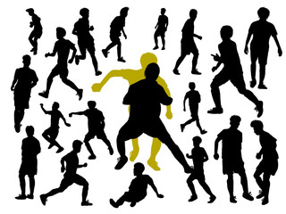 vector silhouette set of football or soccer player