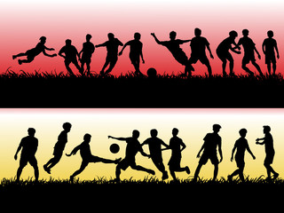 vector silhouette set of football or soccer player