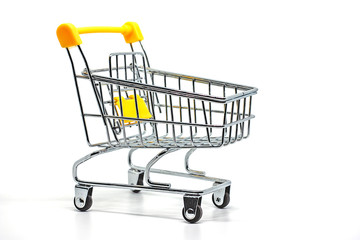 Shopping cart or trolley on white color background for carrying loads