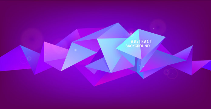 Vector abstract geometric 3d facet shape, horizontal banner, background, wallpaper.