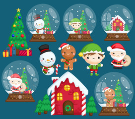 a vector set of many character in Christmas theme