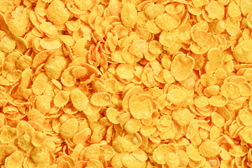 Corn-flakes background and texture. Top view. cornflake cereal box for morning breakfast.