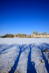 Fototapeta premium Buildings in the snow