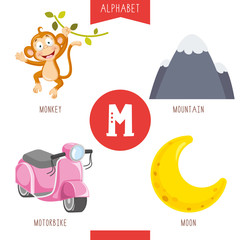 Vector Illustration Of Alphabet Letter M And Pictures