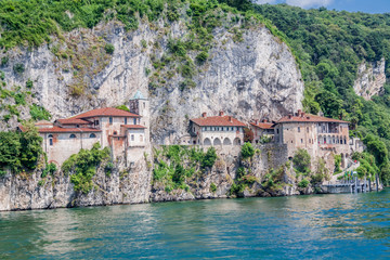 Fototapeta na wymiar Santa Catarina hermitage, a Catholic Monastery on the edge of Lake Maggiore, Lombardy, Italy.