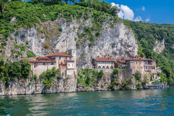 Fototapeta na wymiar Santa Catarina hermitage, a Catholic Monastery on the edge of Lake Maggiore, Lombardy, Italy.