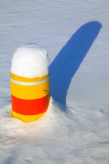 Metal barricades in the snow