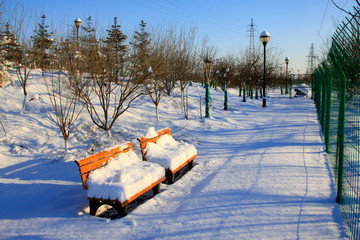 park chair in the snow