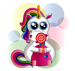cute unicorn with lollipip