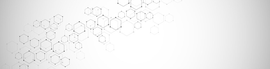 Hexagons pattern. Geometric abstract background with simple hexagonal elements. Medical, technology or science design.