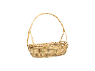Fototapeta na wymiar Empty wicker basket isolated on white background