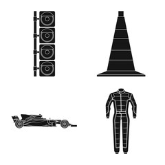 Vector illustration of car and rally icon. Set of car and race stock vector illustration.