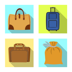Isolated object of suitcase and baggage sign. Collection of suitcase and journey stock symbol for web.