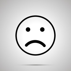 Disappointed face emoticon for rate of satisfaction level, simple black silhouette
