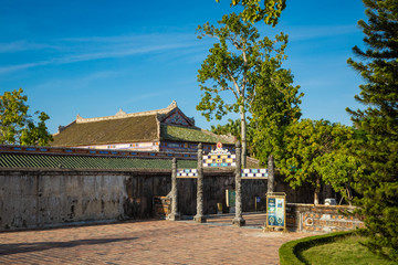 Fototapeta na wymiar Imperial Royal Palace of Nguyen dynasty in Hue, Vietnam. Unesco World Heritage Site.