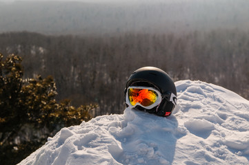 helmet and goggles for snowboarding