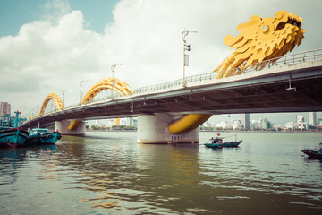Dragon bridge ( Cua Rong ), this modern bridge crosses the Han River, designed and built in the shape of a dragon. It is a symbol of Da Nang city, Vietnam.