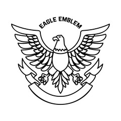 Emblem template with eagle in engraving style. Design elements for logo, label, sign, menu.