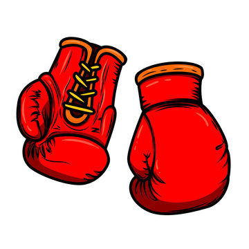 Illustration of boxing gloves. Design elements for logo, label, sign, menu.
