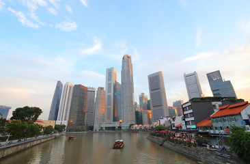 Fototapeta na wymiar Singapore Boat Quay cityscape