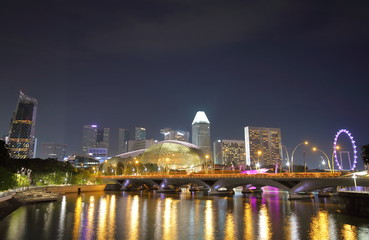 Fototapeta na wymiar Singapore river cityscape in Singapore.