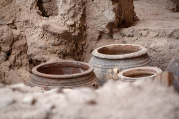 Akrotiri excavations dig Santorini