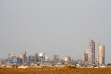 view of oil refinery