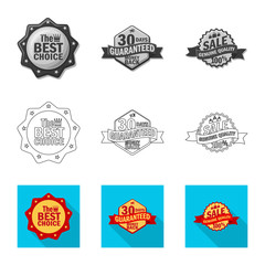 Vector illustration of emblem and badge logo. Set of emblem and sticker stock vector illustration.