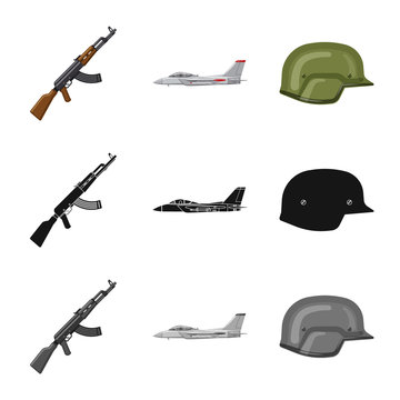 Vector illustration of weapon and gun icon. Collection of weapon and army stock symbol for web.