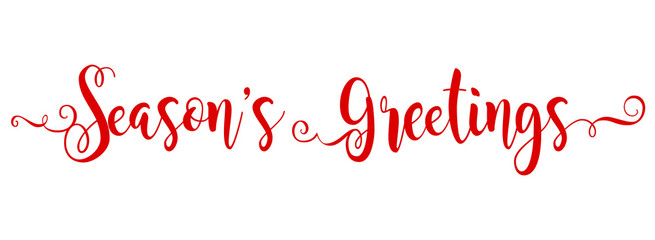 Season's Greetings brush calligraphy vector banner red color