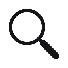 Search icon. Magnifying glass icon, vector magnifier or loupe sign.	
