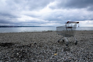 Bodensee in Konstanz im Sturm in Süddeutschland