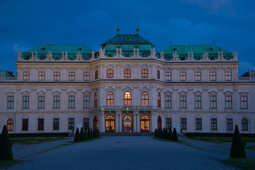 Fototapeta premium Facade of the Belvedere Palace in the April twilight. Vienna, Austria